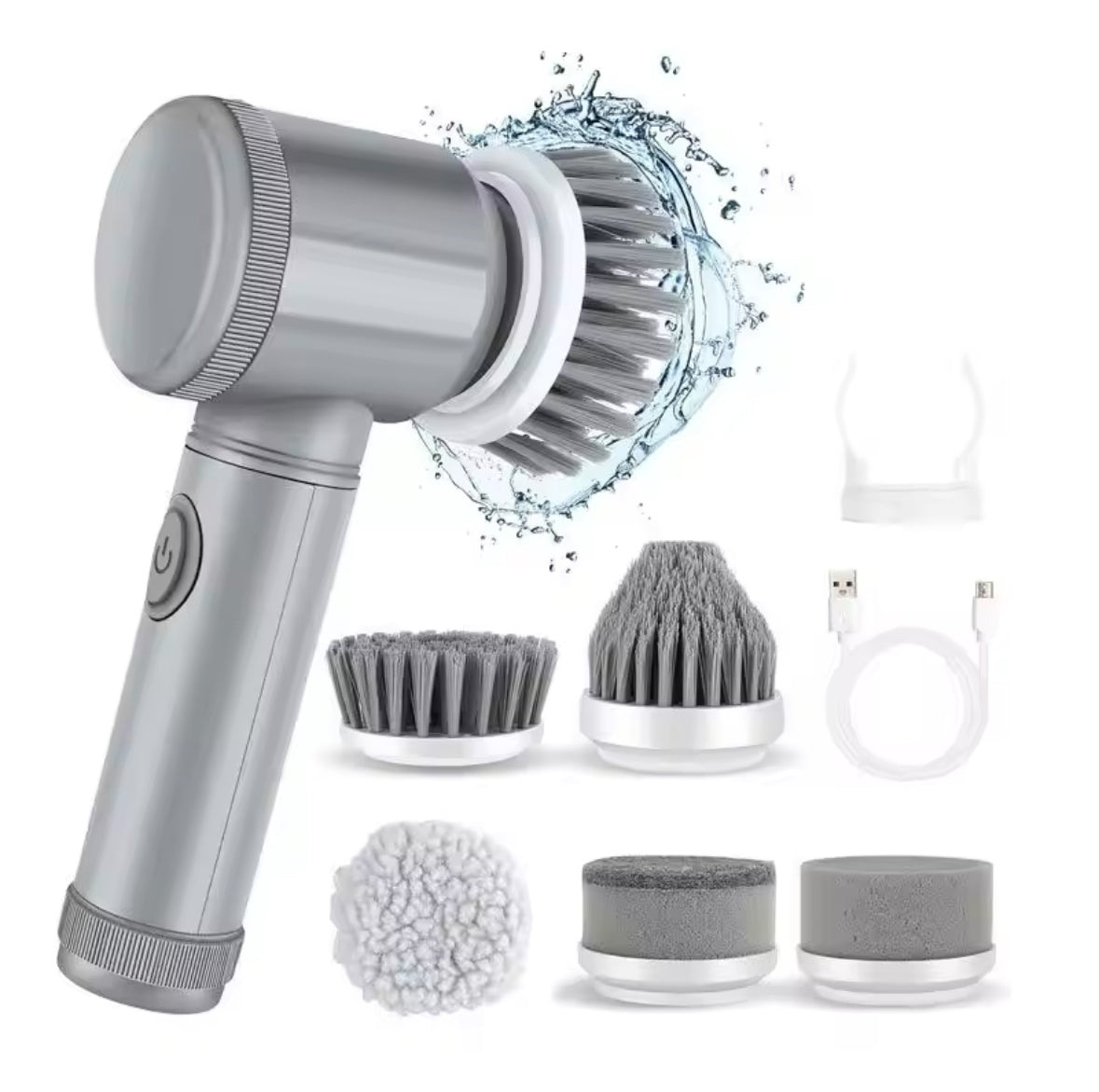 Brosse Électrique Ultra-Puissante – Nettoyage Sans Effort, 5 Têtes Rotatives Incluses